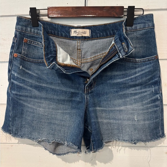 Madewell Medium-Blue Jean Shorts with Raw Hem - Picture 8 of 8